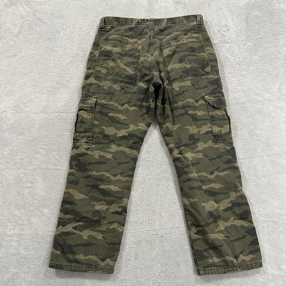 Wrangler Cargo Pants Men 32 x 30 Green Camo Baggy Y2K Fleece Lined Workwear
